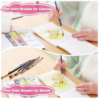 ZRLEI Small Paint Brushes Bulk, 160 Pcs Flat Tip Round Acrylic Paint Brushes for Kids Classroom Acrylic Watercolor Canvas Face Painting Touch Up - Image 7