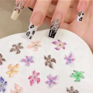 SHUXILIN 60PCS Flower Nail Art Charms 3D Hawaii Flowers Nail Rhinestones Hibiscus Floral Nail Gems Colorful Flower Nail Diamonds Summer Nail Jewelry Tiny Flowers Nail Design for Women Nail Supplies - Image 6