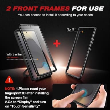 TONGATE for Samsung Galaxy S25 Ultra Case with Magnetic Stand, Compatible with Magsafe, [Military Drop Protection][2 Front Frames & Camera Cover] S25 Ultra Case with Screen Protector & Belt Clip,Black - Image 5