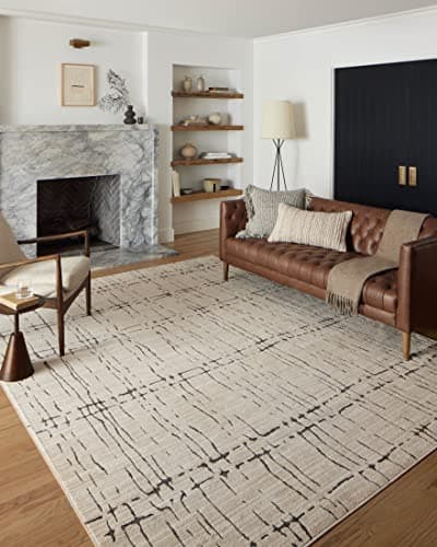 Loloi Darby Collection DAR-06 Sand/Dk. Grey 6'-7" x 9'-3" Area Rug - Image 1