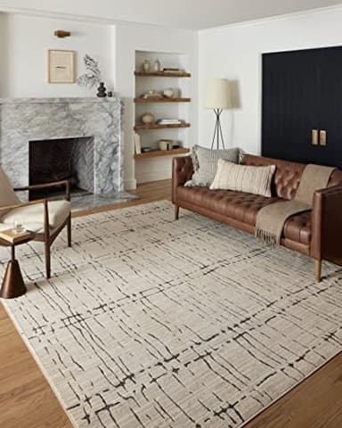 Loloi Darby Collection DAR-06 Sand/Dk. Grey 6'-7" x 9'-3" Area Rug - Image 1
