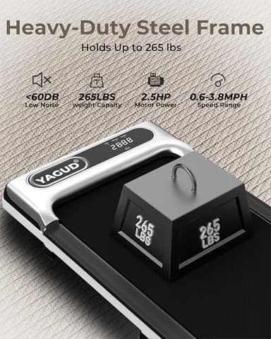 Yagud Walking Pad, Under Desk Walking pad Treadmill, 2.5HP Walking Pad with Remote and LED Display, 3 in 1 Portable Walking Pad with 265 lbs Weight Capacity for Home Office - Image 4