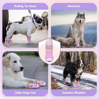 SlowTon Dog Shoes for Large Small Medium Dogs - Breathable Dog Boots for Summer Hot Pavement, Paw Protector for Outdoor Walking Winter Snow, Anti-Slip Rubber Dog Booties for Hard Floor (Pale Pink, 0) - Image 9