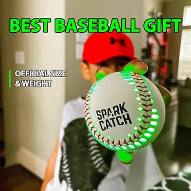 SPARK CATCH Light Up Baseball, Glow in The Dark Baseball, Sports Gear Accessories Gifts for Boys 8 9 10 11 12 13 14 15 Years Old, Kids Teens All Ages Gift Ideas (Impact-Activated version) (Neon Green) - Image 3