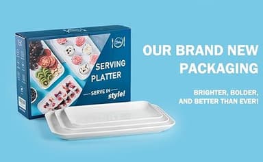 DELLING Large Serving Platter Set 16/14/12inch Large Serving Tray - Rectangular White Serving Trays for Party, Sushi, Oven Safe Dinnerware Set of 3, White - Image 7