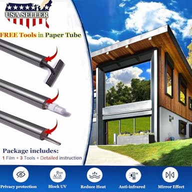 Window Privacy Film See Out Not in, One Way Privacy Window Film, Removable Window Tint for Home, Reflective Static Cling Window Film Heat Blocking, Black Silver, 47.2 X 78.7 inch - Image 6