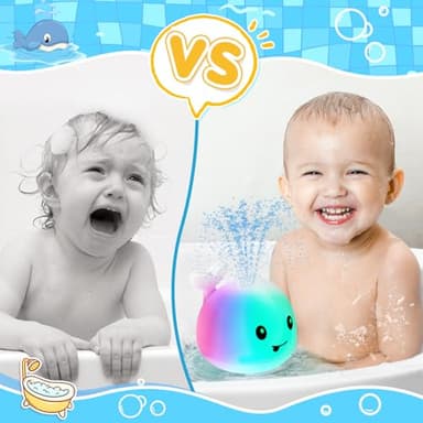 Baby Bath Toys, Rechargeable Light Up Bath Toys for Kids 1-3 Babies 6-12 12-18 Months, Whale Sprinkler Spray Water Pool Bathtub Toys Toddlers Infant 1 2 3 4 5, Baby Shower Newborn Gifts - Image 2