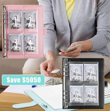 2PCS 100 Envelopes Money Saving Challenge, Envelopes Challenge Binder, Achieving Financial Goals with a Budget Binder and Cash Envelopes, Successfully Reach Your Savings Goals of $5,050 (Pink+Black) - Image 5