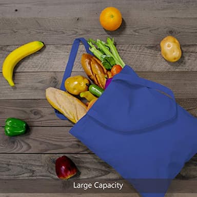 TOPDesign 24-Pack Economical 16"x15" Blue Cotton Tote Bag, Lightweight Medium Reusable Grocery Shopping Cloth Bags, Suitable for DIY, Advertising, Promotion, Gift, Activity - Image 4