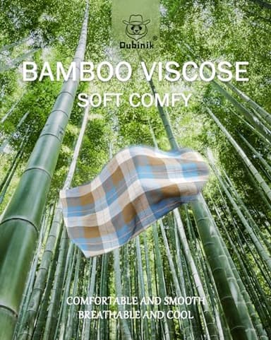 Dubinik®50% Viscose derived from Bamboo,50% Polyester Mens Short Sleeve Western Cowboy Pearl Snap Casual Plaid Shirts for Men - Image 4