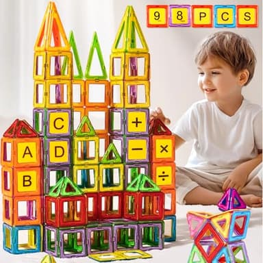 Magnetic Building Blocks, 98PCS Magnet Toys, Kids Magnetic Game, Montessori Toys for Ages 3 4 5 6 7 8 for Boys and Girls, Construction Toy Building Blocks Kit - Image 8