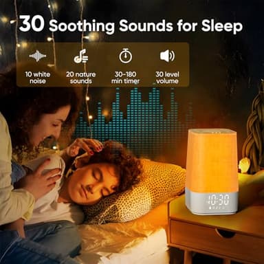 Sound Machine White Noise Machine with 30 Soothing Sounds, Sleep Timer, Dimmable Bedside Lamp Night Light Clock, Sunrise Alarm Clock Wake Up Light for Bedrooms, Baby, Kids, Adults, Heavy Sleepers - Image 3