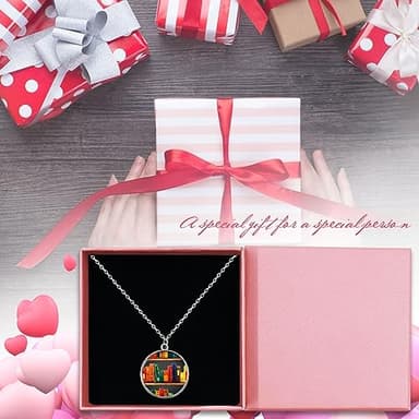 Graduation Gift Bookcase Necklace Hand-made Acrylic Book Lover Necklace Graduation Teachers Day Appreciation Back to School Gifts (Round) - Image 7