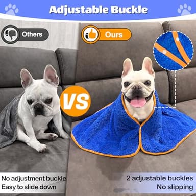 Glittme 3Pcs Dog Towels, Soft and Absorbent for Drying Dogs, Medium, Quick Drying, Microfiber, 35"x20, Blue - Image 3