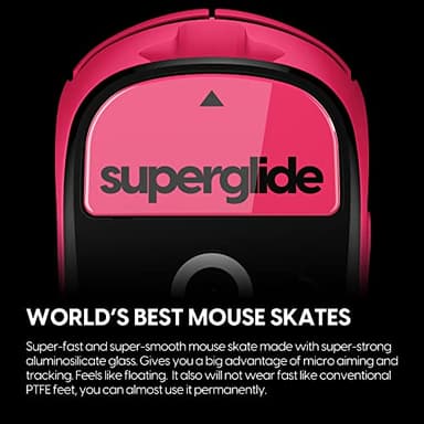 Superglide Glass Mouse Skates - Super Smooth Glide, Polished Round Edge, Super Fast Gaming Mouse Feet with Durable Sole for Logitech G Pro X Superlight1 (Type-S, Magenta) - Image 2