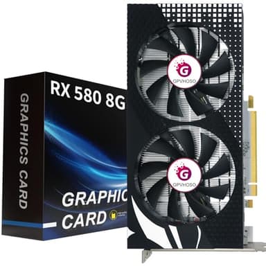 Radeon RX 580 8GB Graphics Card, GDDR5 1289MHz 2048SP 256bit, HDMI, DP, DVI-Output, GPU with Dual Cooling Fan, PCIE 3.0, AMD Video Card for Computer Gaming and Office, Supports Up to 8K - Image 1