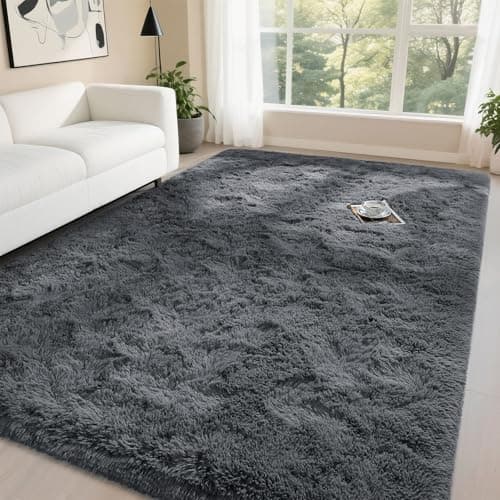 DweIke Fluffy Dark Grey 3x5 Area Rugs for Bedroom Living Room, Soft Plush Shaggy Deep Gray Girls Boys Kids Rug, Non-Slip and Machine Washable Carpet for Dorm Nursery Classroom Decor - Image 1