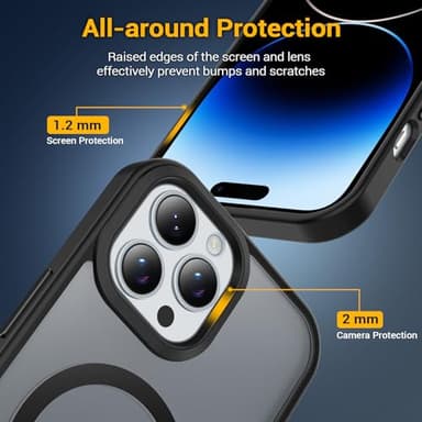 Temdan for iPhone 14 Pro Case, Compatible with Magsafe, Anti-Yellowing, Military-Grade Protection, Shockproof Slim Magnetic Phone Case Cover, Black - Image 4