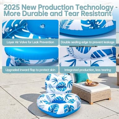 Etegow [2025 New Model] Inflatable Unibody Pool Lounger Float with Cup Holders and Handle, Ideal Pool Toys for Beach,Lakes, Rivers,Water Party Beach Vacation Essentials - Image 4