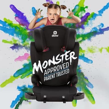 Diono Cambria 2 XL, Dual Latch Connectors, 2-in-1 Belt Positioning Booster Seat, High-Back to Backless Booster, Space and Room to Grow, 7 Headrest Positions, 8 Years 1 Booster Seat, Black - Image 6