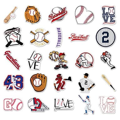 JOICEE 50pcs Baseball Stickers，Waterproof Vinyl Baseball Tattoos for Kids Teens Boys Adults, Sports Decals for Snowboard Laptop Water Bottles Hydro Flasks Phone Guitar Skateboard Computer - Image 4
