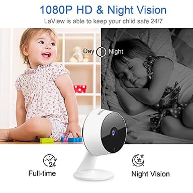 LaView Security Cameras 4pcs, Home Security Camera Indoor 1080P, Wi-Fi Cameras Wired for Pet, Motion Detection, Two-Way Audio, Night Vision, Phone App, Works with Alexa, iOS & Android & Web Access - Image 4