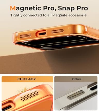 CHICLADY for iPhone 17 Pro Max Case with 1X Screen Protector, [Compatible with MagSafe] [Integrated Camera Protection], Non Yellowing Slim Cute Women Girly Cover for iPhone 17 Pro Max, Cosmic Orange - Image 8