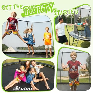 Gigu 14ft Home Trampoline - T-Socket Reinforced Frame, Double Zipper Entry, Ladder Included, Outdoor Specific Yard for Adults Kids - Image 8