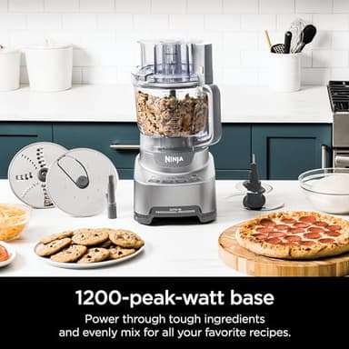 Ninja Food Processor, Professional XL, 1200 Peak-Watts, 4-in-1, Chopping, Slicing/Shredding, Purees, Dough, 12-Cup Processor Bowl, 2 Blades & 2 Discs, Feed Chute/Pusher, Black, NF701 - Image 3