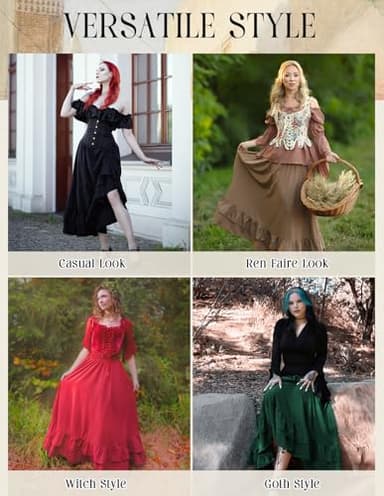 Womens Renaissance Skirt Ren Faire Fall Medieval Long Maxi Skirts Dark Purple S - Image 6