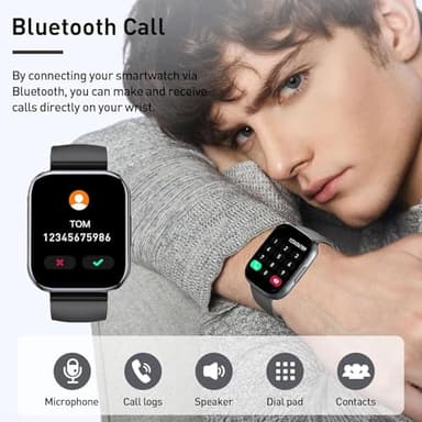 2025 Smart Watch for Men Women, 1.95" HD Touchscreen Fitness Tracker with Bluetooth Calling, Fitness Watch with 110+ Sports Modes/Heart Rate/Sleep Monitor, IP68 Waterproof Smartwatch for Android iOS - Image 4