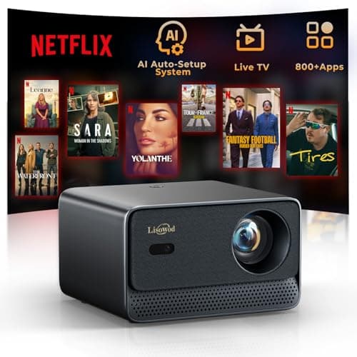 Projector with WiFi and Bluetooth, Mini-Projector: [Netflix-Licensed & AI Auto-Setup System & Live TV & 900ANSI & 600+Apps & Dolby Audio], Lisowod L03Pro 1080P Smart Portable-Outdoor-Movie Projector - Image 1