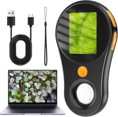 Microscope for Adult-2.0 Inch IPS Screen 100X Pocket Microscope, 3-Level Adjustable LED Lights Portable Handheld Mini Microscope,USB Connection to PC - Image 1