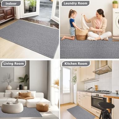 Front Door Mat Outside Entrance, Welcome Mat Outdoor, Indoor Entryway Rug, Dirt Trap Non-Slip Washable Low Profile, Muddy Resistant, Absorbent Fade-Resistant for Front Back Door Indoor 36"x24" Grey - Image 7