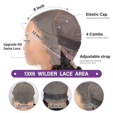 Tagota 32 Inch Deep Wave Lace Front Wigs Human Hair 13x6 HD Lace Front Wigs Human Hair Pre Plucked Brazilian Curly Wig Human Hair 200 Density Glueless Frontal Wigs with Baby Hair For Women - Image 4