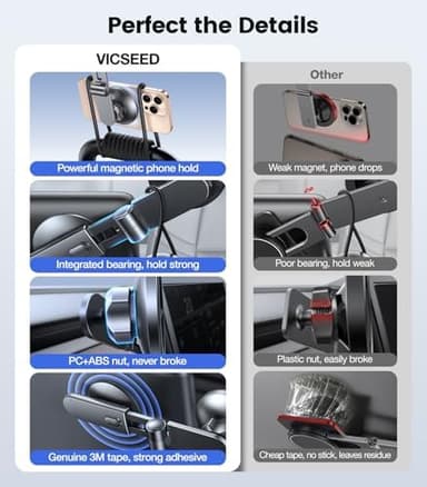 VICSEED Tesla Phone Mount【Strongest Magnet Power】Foldable Hidden Tesla Phone Holder Fit for All Phone, Tesla Model 3 Model Y for MagSafe Car Mount, Tesla Model 3 Accessories, Tesla Model Y Accessories - Image 8