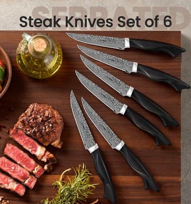 Knife Set, 15 Pieces Kitchen Knife Set with Built in Sharpener, High Carbon German Stainless Steel Knife Block Set, Dishwasher Safe - Image 3