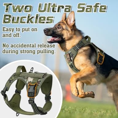 rabbitgoo Tactical Dog Harness Medium Sized Dog, No Pull Military Service Vest with Handle & Molle, Easy Control for Training Walking, Adjustable Reflective Straps, Green camo, M - Image 7