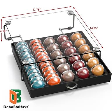 DecoBrothers Crystal Tempered Glass Vertuo Pod Holder Drawer, 30 Large or 60 Small Nespresso Capsule Organizer, Black - Image 3