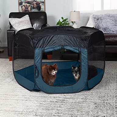 Furhaven Portable Dog Playpen Cat Tent, Pet playground/kennel foldable indoor outdoor zippered puppy crate - Sailor Blue, Extra Large - Image 3