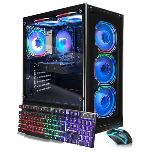STGAubron Gaming PC Computer Desktop, AMD Ryzen 5 5500 up to 4.2GHz, GeForce RTX 3050 6G, 32G DDR4, 1T SSD, WiFi 6 5G & BT 5.2, RGB Fan x6, Windows 11 Home - Image 1