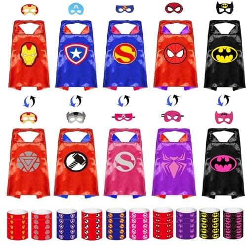 Dress Up Toys - Double Side Superhero Capes and Masks, Costumes Set for Kids - Ideal for Cosplay, Birthday Party, Christmas, Halloween - Fun Gift for 3-10 Year Old Boys and Girls - Image 1