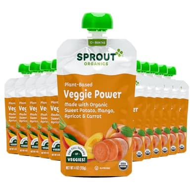 Sprout Organic Baby Food, Stage 4 Toddler Pouches, Sweet Potato Veggie Power Pack, 4 Oz Purees (Pack of 12) - Image 1