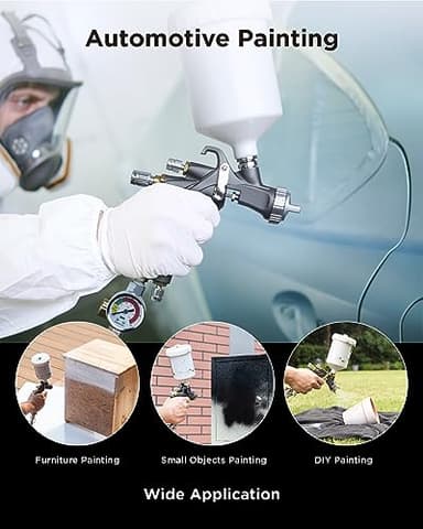 InoKraft D1 LVLP Air Spray Gun Premium Kit, Easy to Use, Paint Gun for Cars & House DIY Painting, 1.3/1.5/1.7mm Nozzles, with Paint Sprayer Accessories - Image 2