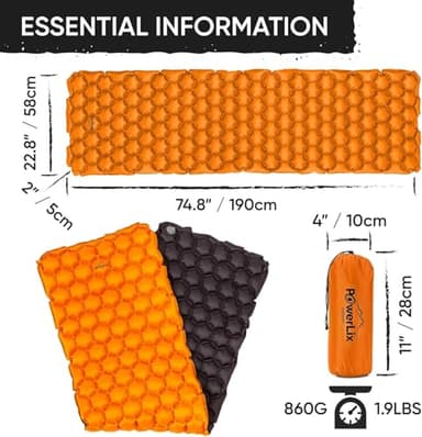 POWERLIX Ultralight Inflatable Camping Sleeping Pad - Camping Mattress for Backpacking, Hiking, Compact Lightweight Sleeping Mat for Camping, Inflation Bag/Repair Kit Included - Image 6