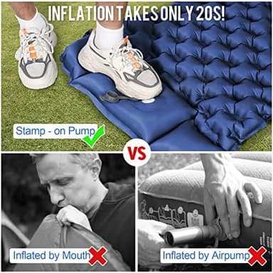 WANNTS Sleeping Pad, Ultralight Inflatable Sleeping Pad for Camping, Built-in Pump, Ultimate for Hiking - Airpad, Carry Bag,-Compact & Lightweight Camping pad(Blue - Image 3
