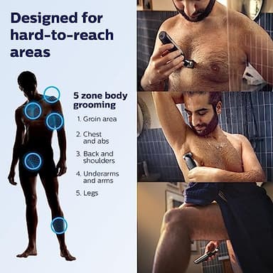 Philips Bodygroom Series 5000, Showerproof Groin and Body Trimmer, Close and Comfortable Shave, Complete Body Grooming Including Back, 60 Min. Runtime, Model BG5025/40 - Image 2