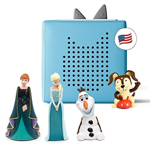Toniebox Audio Player Starter Set with Elsa, Anna, Olaf, and Playtime Puppy - Listen, Learn, and Play with One Huggable Little Box - Light Blue - Image 1