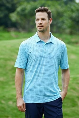 Damipow Mens Golf Shirts Dry Fit Performance Polo Short Sleeve Moisture Wicking Shirt,Dot,XL - Image 3