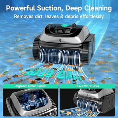 WYBOT C1 Robotic Pool Vacuum for Inground Pools, 150min Runtime Cordless Pool Cleaner, 4-in-1 Wall & Waterline Cleaning Up to 1,614Sq.ft, Smart Navigation, App Support (Gray) - Image 2
